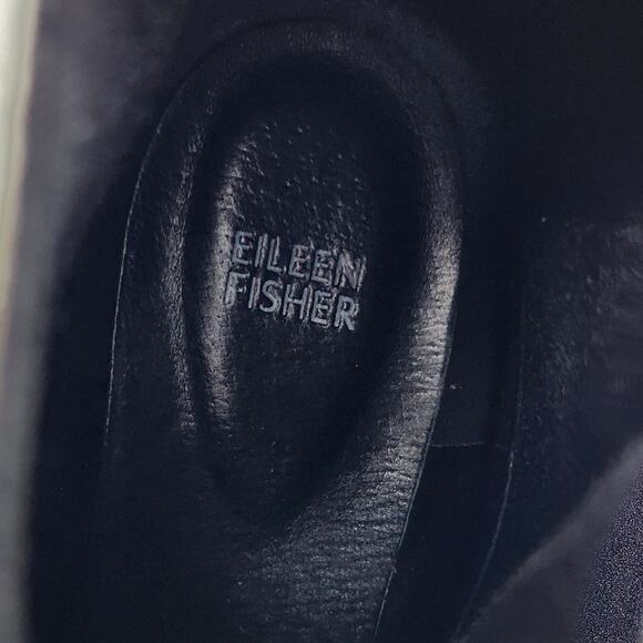 Eileen Fisher Chelsea Platform Wedge Leather Ankle Bootie Pull On Black Size 10 - Picture 6 of 10